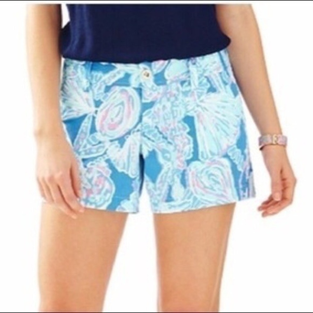 Lilly Pulitzer Callahan shorts blue and pink shell print size 00